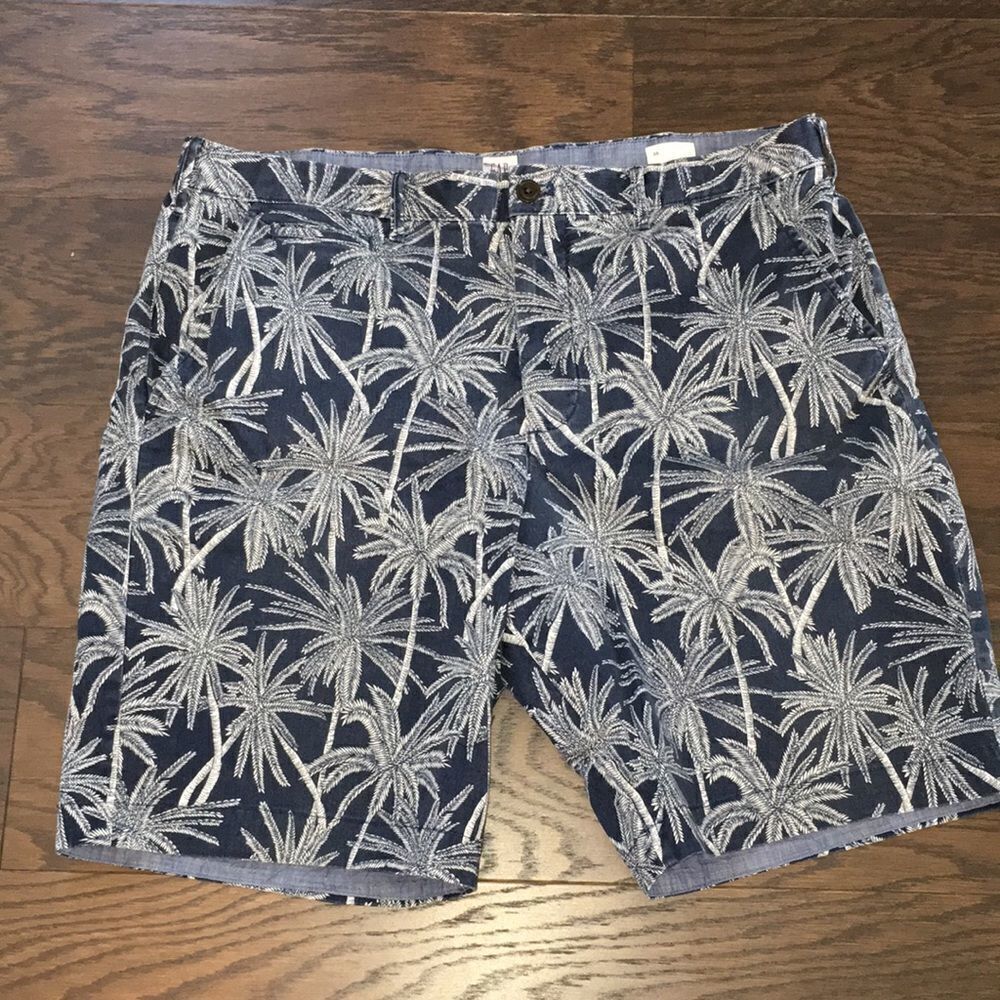 The Gap Palm Tree Aloha spirit Blue Flat front golf walking mens shorts 36